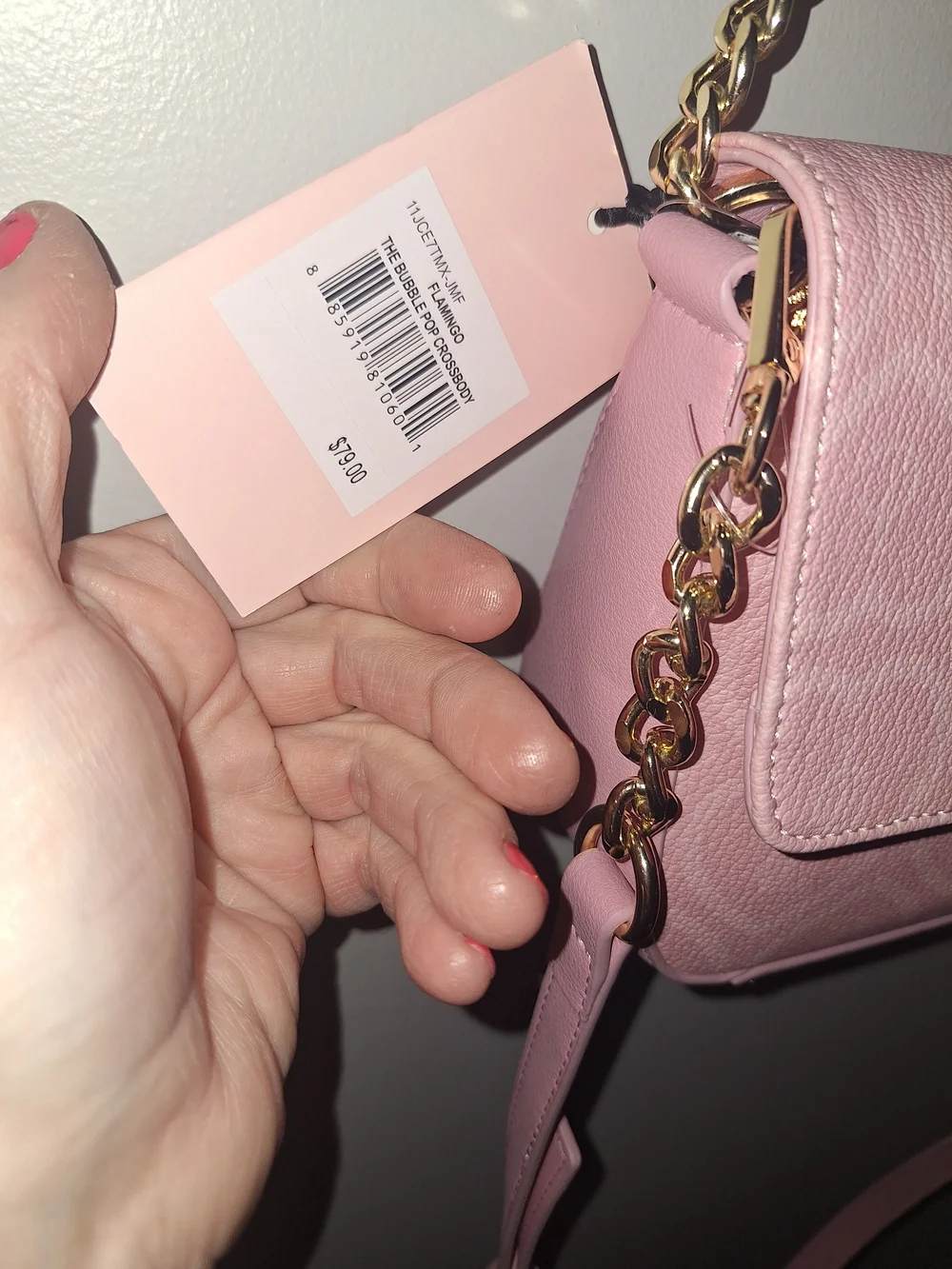 Juicy Couture Pink Heart-Pattern Crossbody Bag Or Shoulder Bag with Gold Accents
